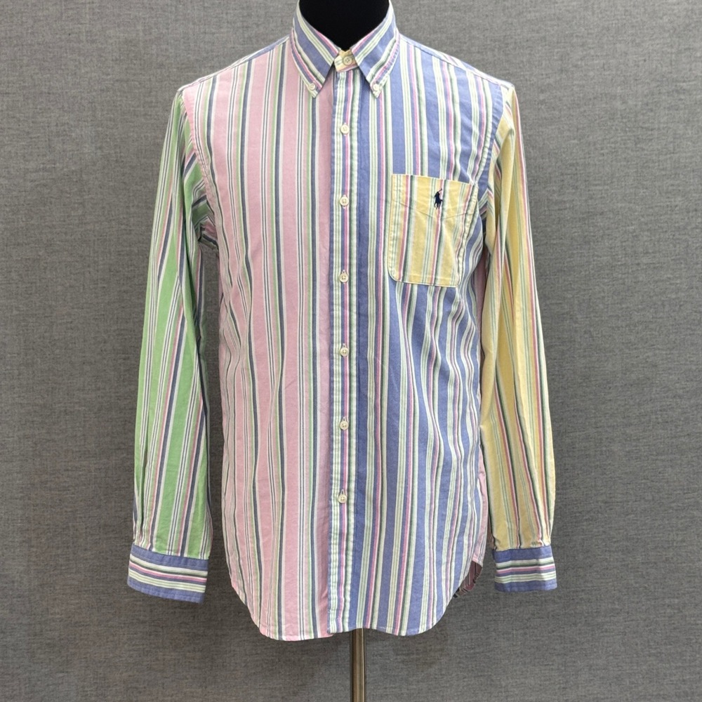 Polo Ralph Lauren Mens Classic Fit Striped Oxford Shirt Multi Color Pastel M